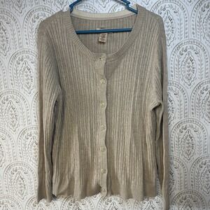 Covington Petite Women's Extra Large Tan‎ Long Sleeve Buttoned Up Cardigan